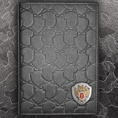 Кожаная обложка для паспорта ФСКН РОССИИ (эмблема серебро 925 пробы)