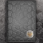 Кожаная обложка для паспорта ГЕРБ РОССИИ (эмблема серебро 925 пробы)