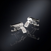 Серебряные запонки пистолет ПМ (серебро 925 пробы)
